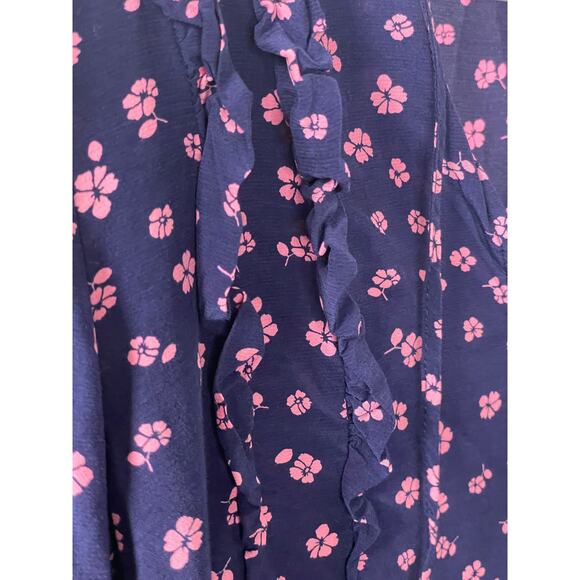 & Other Stories blue with pink flower print blouse SZ 2 - Picture 6 of 9